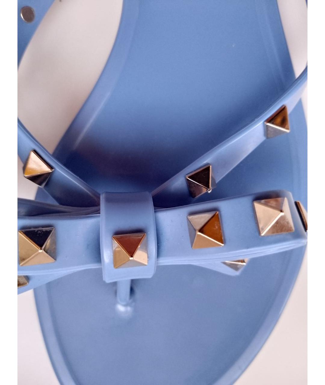 VALENTINO Голубые резиновые шлепанцы, фото 4