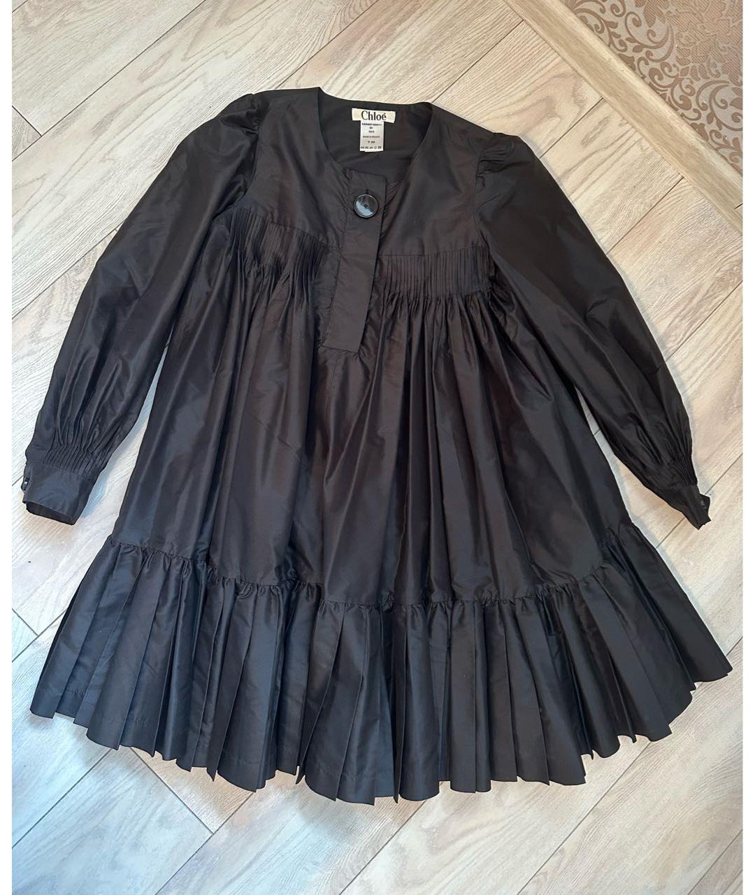 CHLOE Черное шелковое платье, фото 5