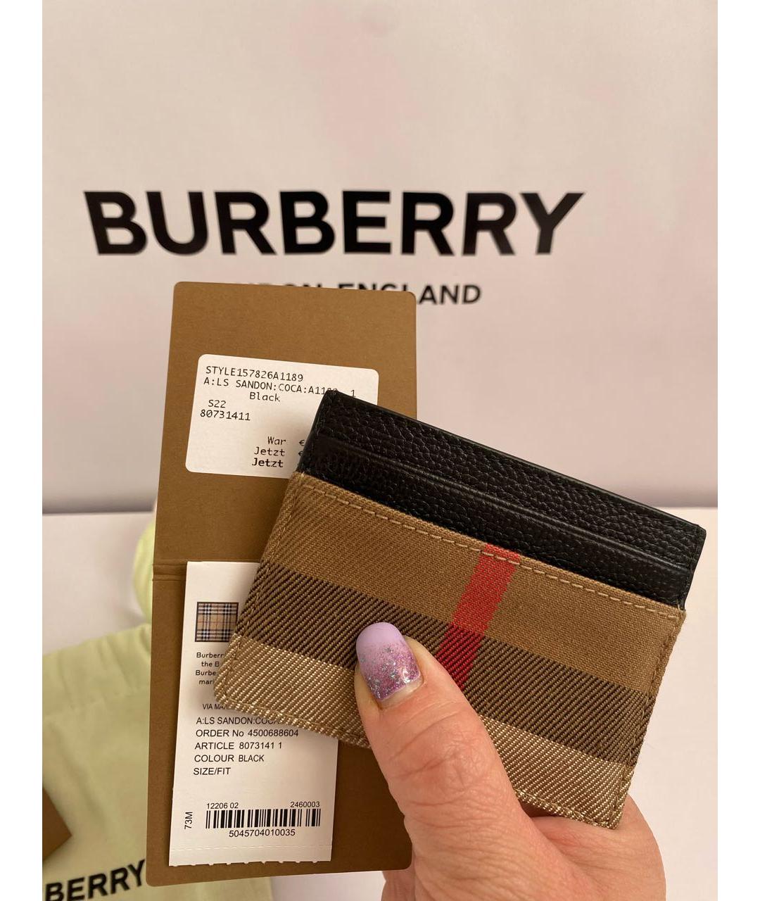 BURBERRY Бежевый кожаный кардхолдер, фото 5