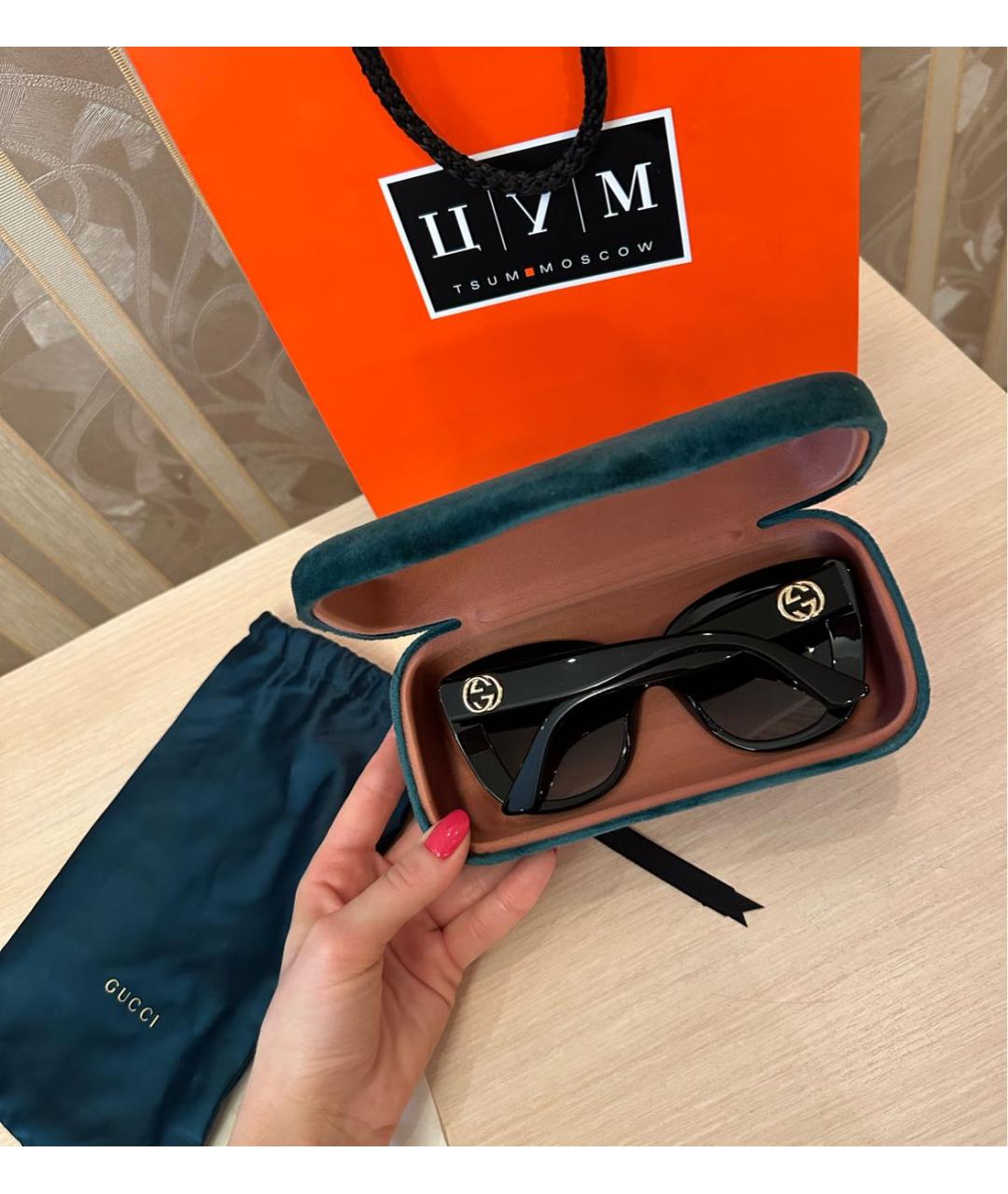 GUCCI Черные пластиковые солнцезащитные очки, фото 5
