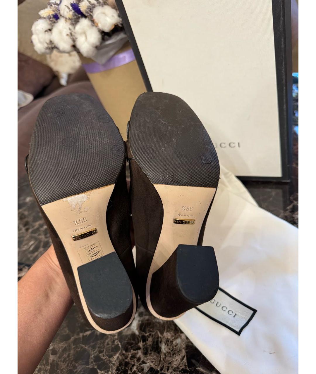 GUCCI Коричневые замшевые туфли, фото 6