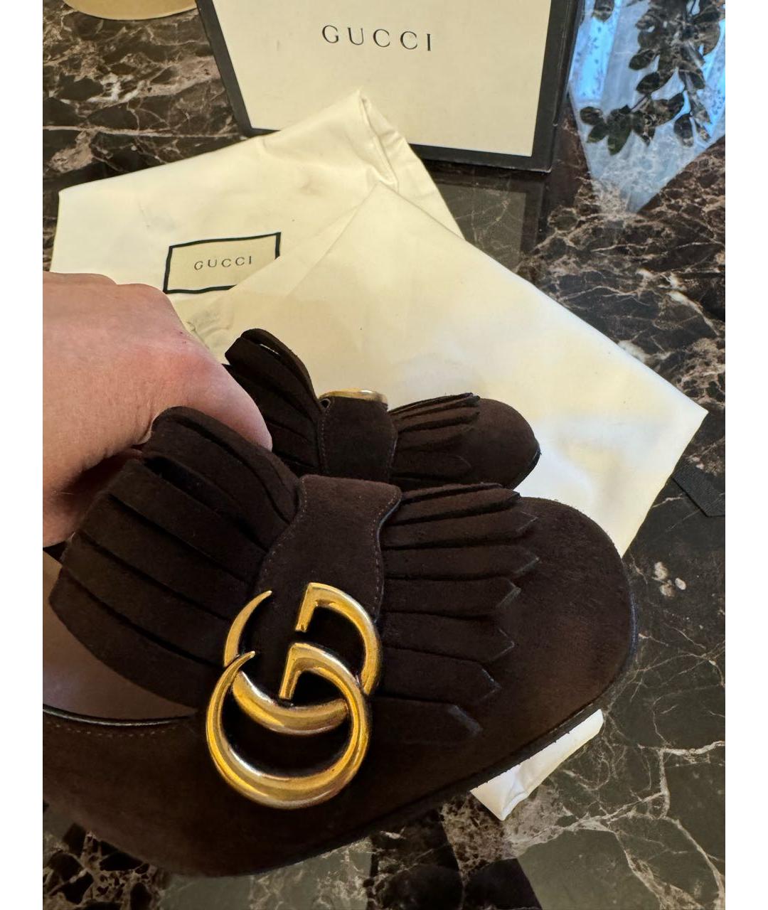 GUCCI Коричневые замшевые туфли, фото 5