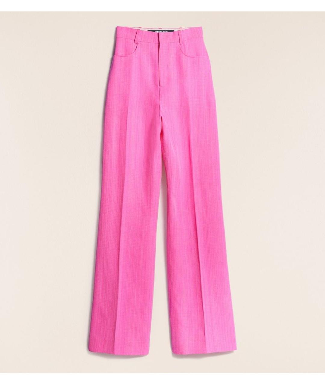 JACQUEMUS Розовые шелковые прямые брюки, фото 8