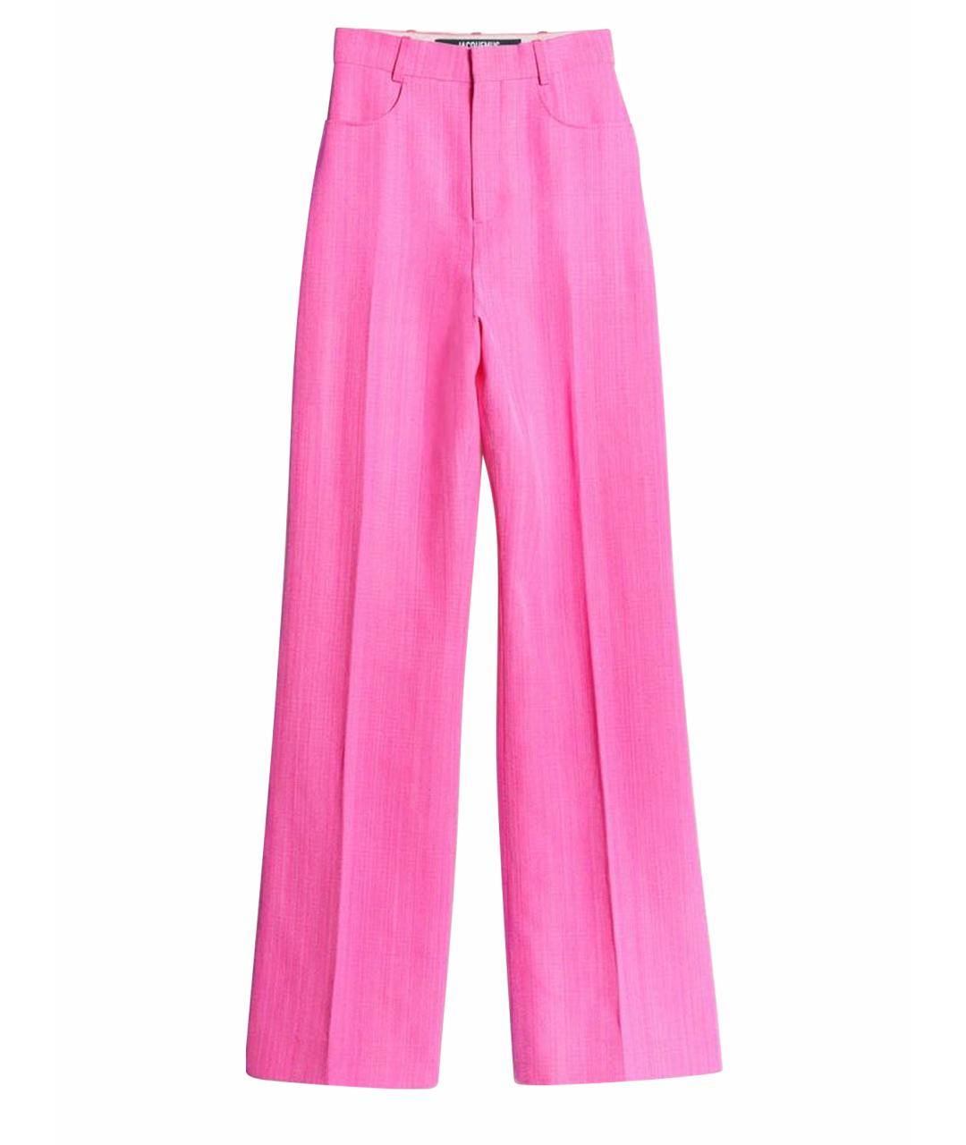 JACQUEMUS Розовые шелковые прямые брюки, фото 1