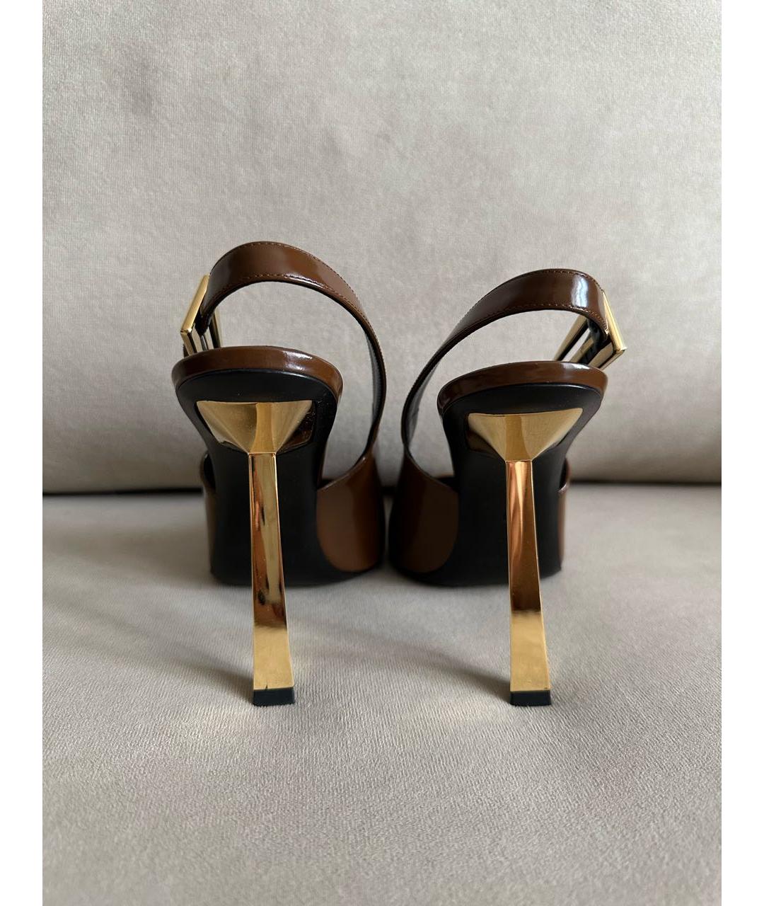 SAINT LAURENT Коричневые туфли из лакированной кожи, фото 3