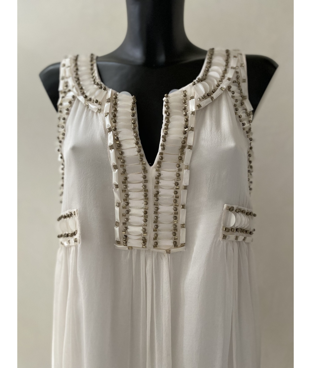 ALBERTA FERRETTI Белое шелковое платье, фото 2