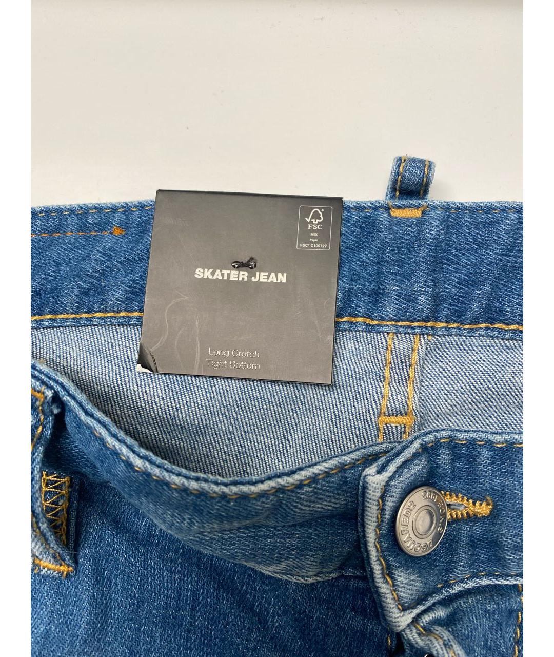 DSQUARED2 Голубые хлопко-эластановые джинсы скинни, фото 4