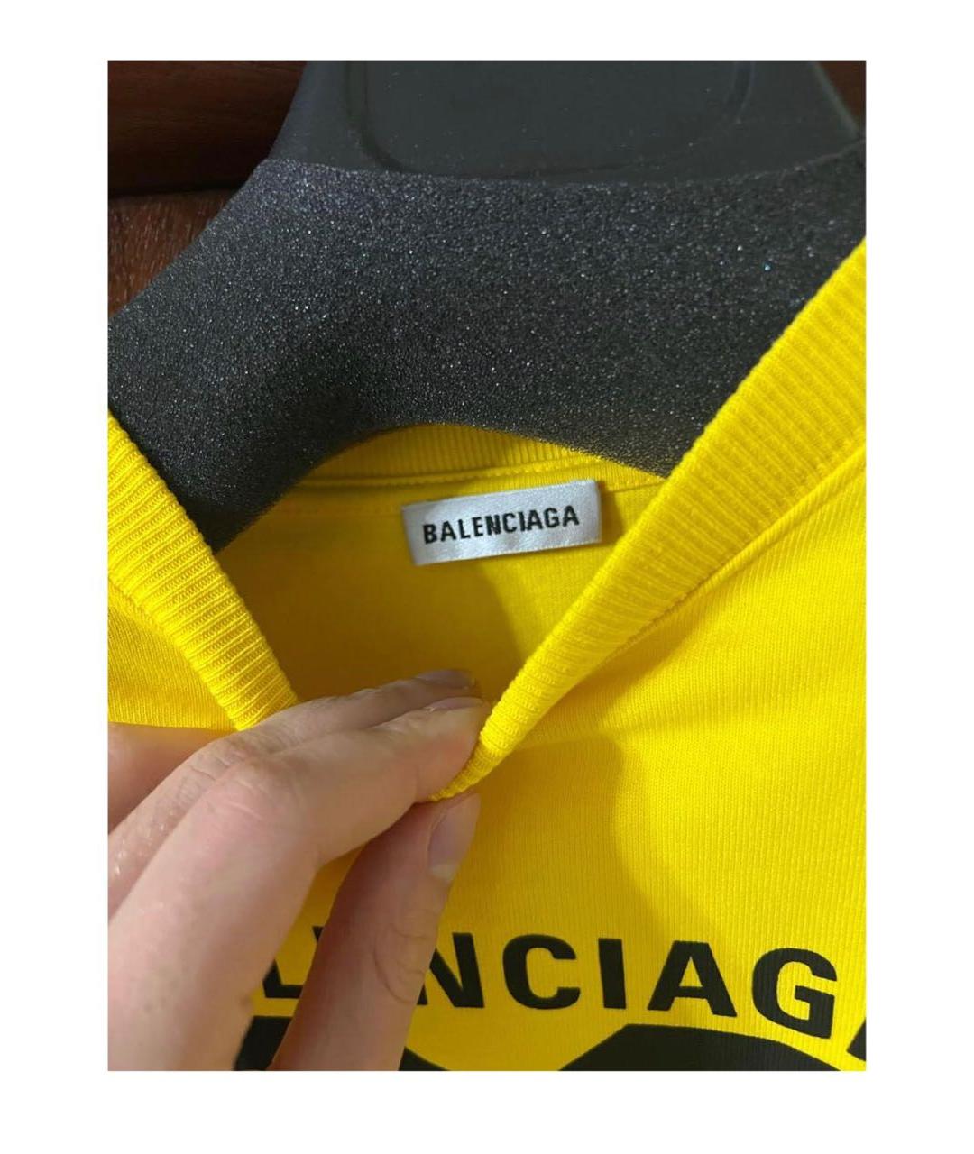 BALENCIAGA Желтая хлопковая футболка, фото 3