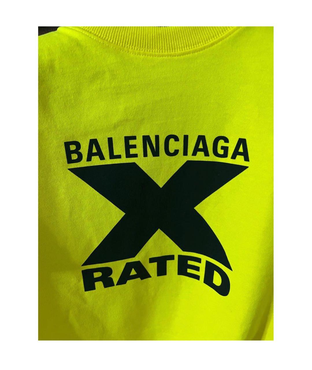 BALENCIAGA Желтая хлопковая футболка, фото 4