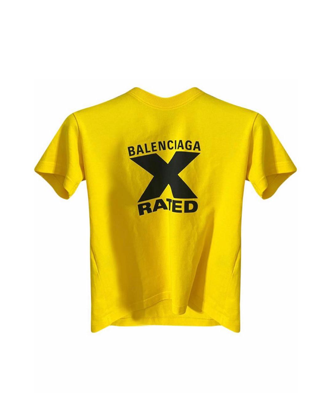 BALENCIAGA Желтая хлопковая футболка, фото 1