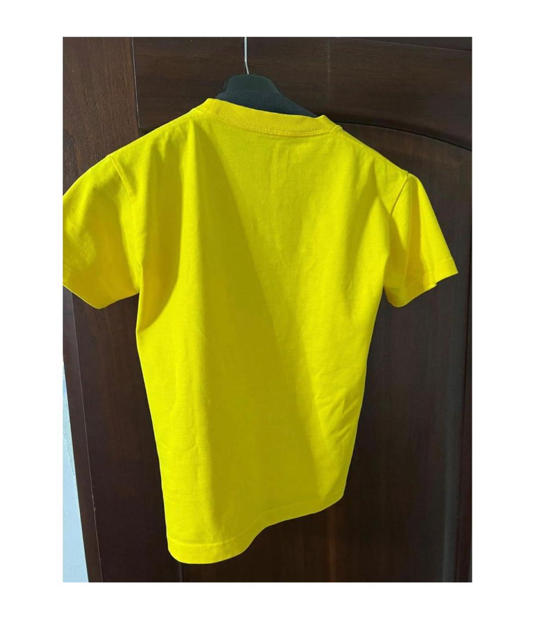 BALENCIAGA Желтая хлопковая футболка, фото 2