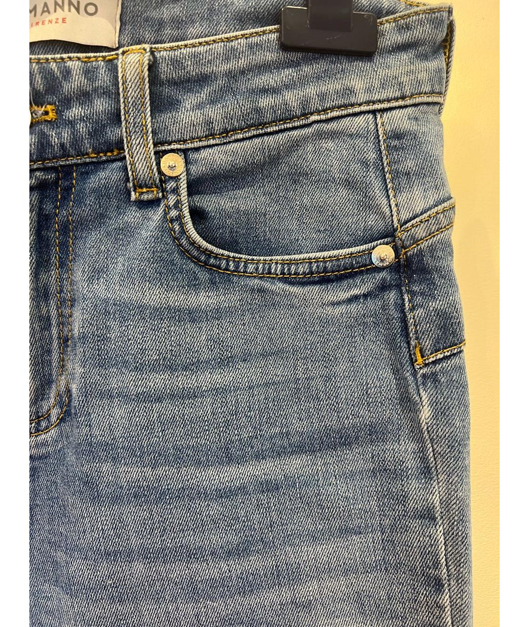 ERMANNO ERMANNO Голубые хлопковые прямые джинсы, фото 4