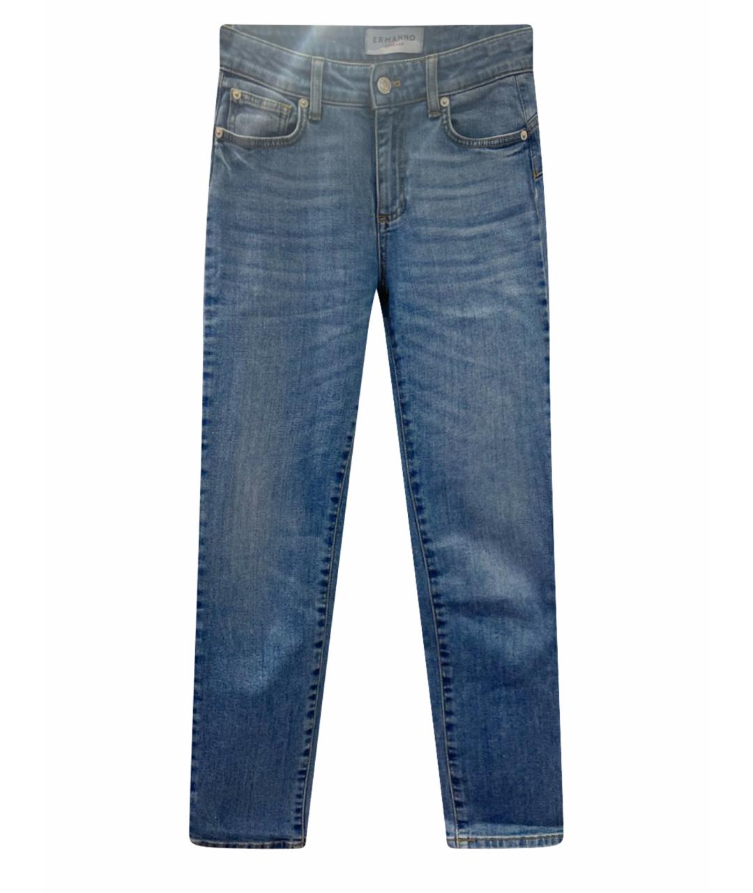 ERMANNO ERMANNO Голубые хлопковые прямые джинсы, фото 1