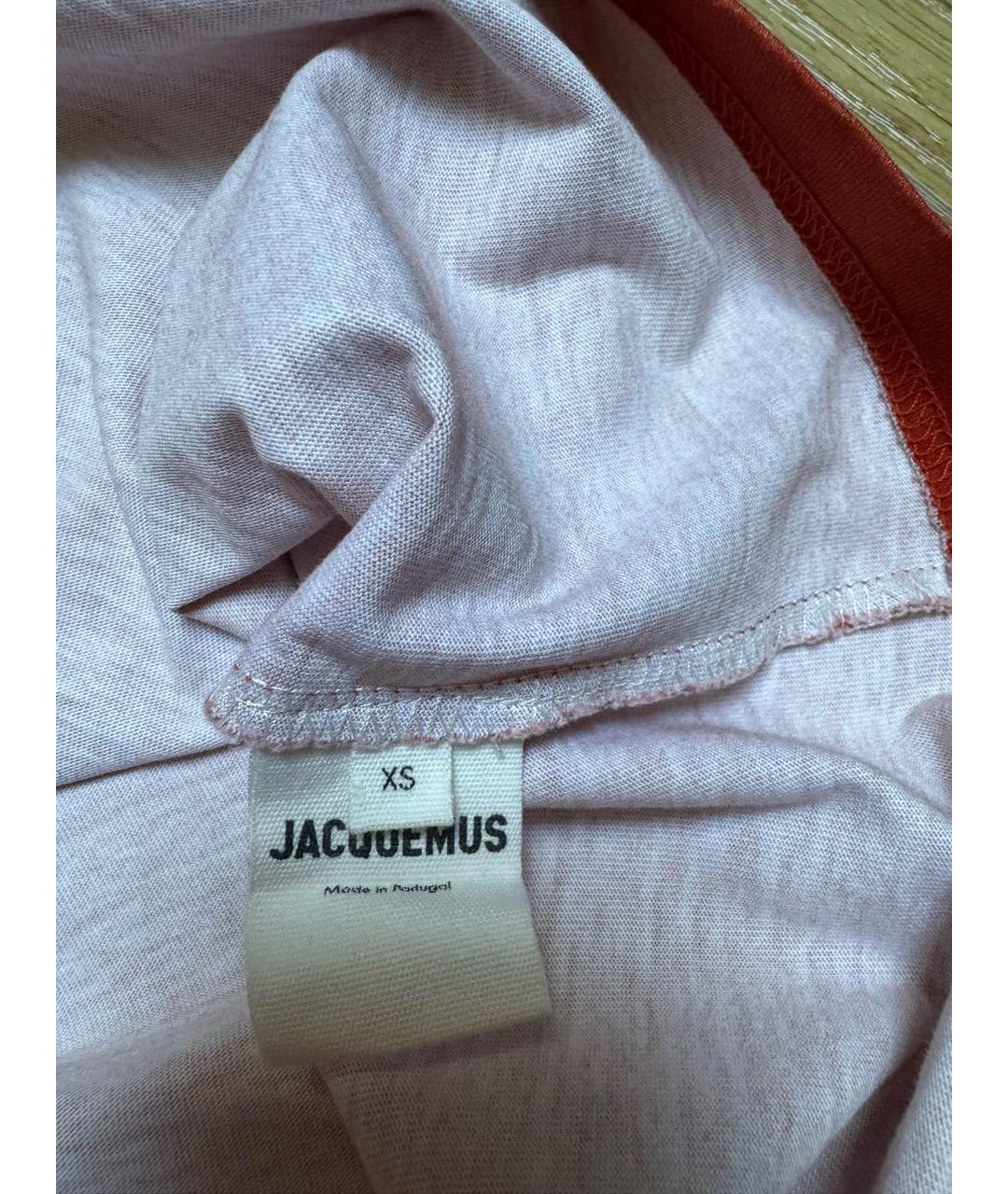 JACQUEMUS Оранжевая хлопковая футболка, фото 7