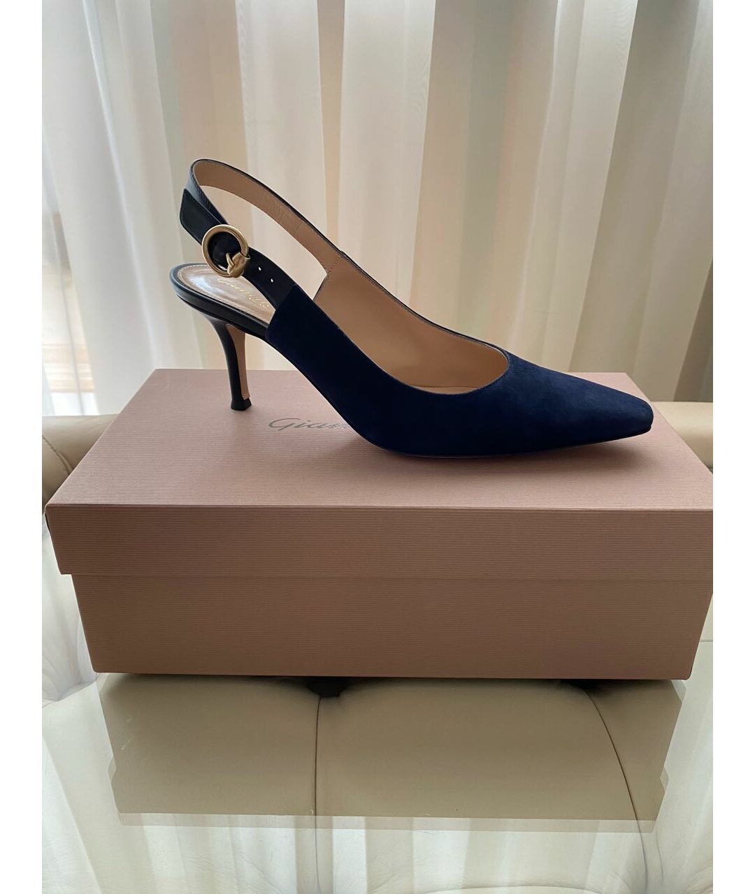GIANVITO ROSSI Темно-синие замшевые туфли, фото 6
