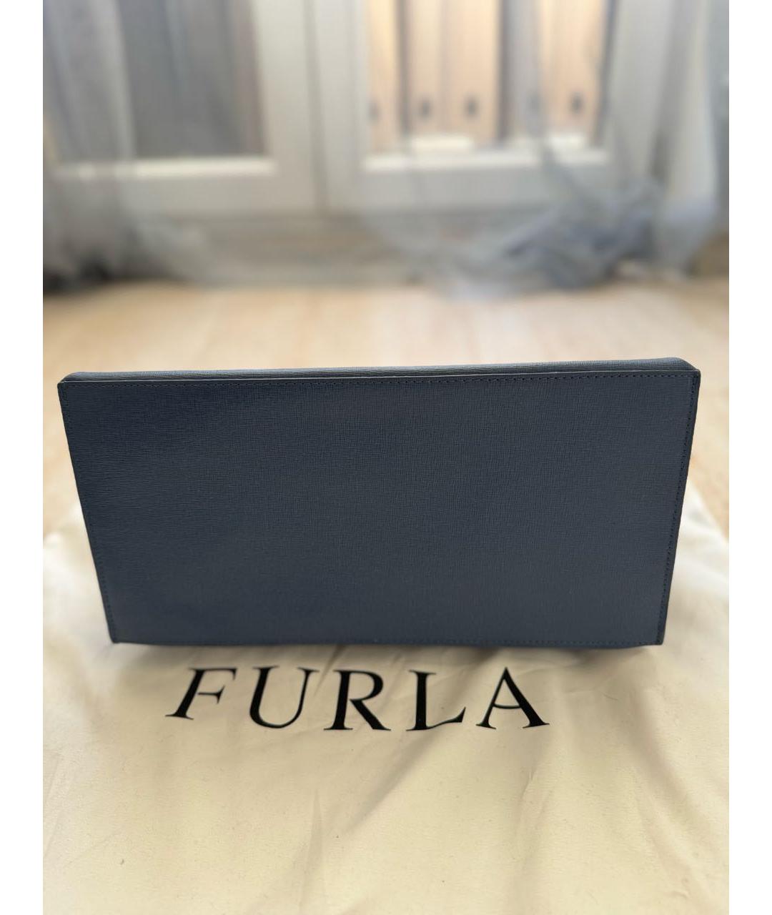 FURLA Темно-синяя кожаная сумка с короткими ручками, фото 3