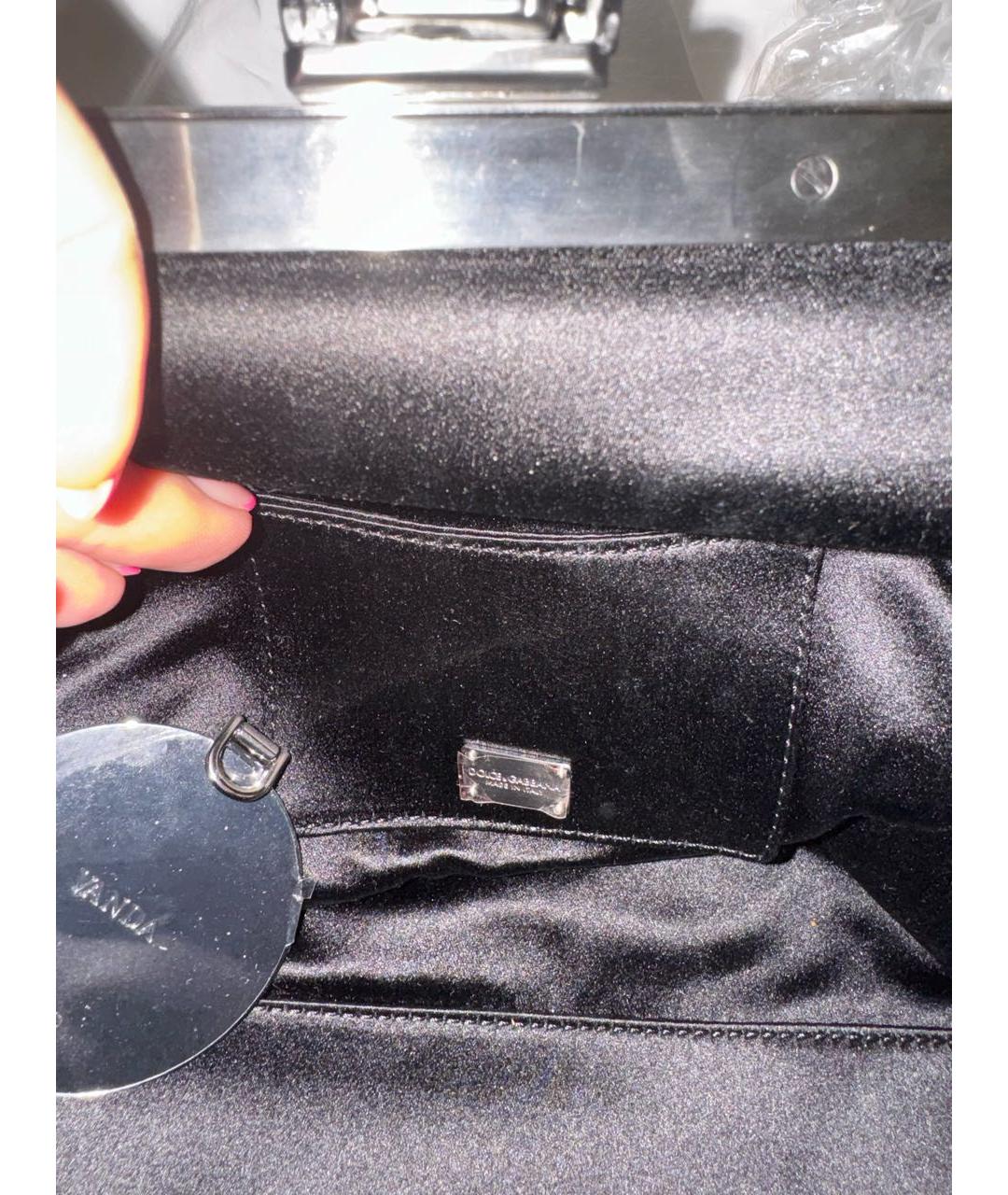 DOLCE&GABBANA Черная шелковая сумка с короткими ручками, фото 5