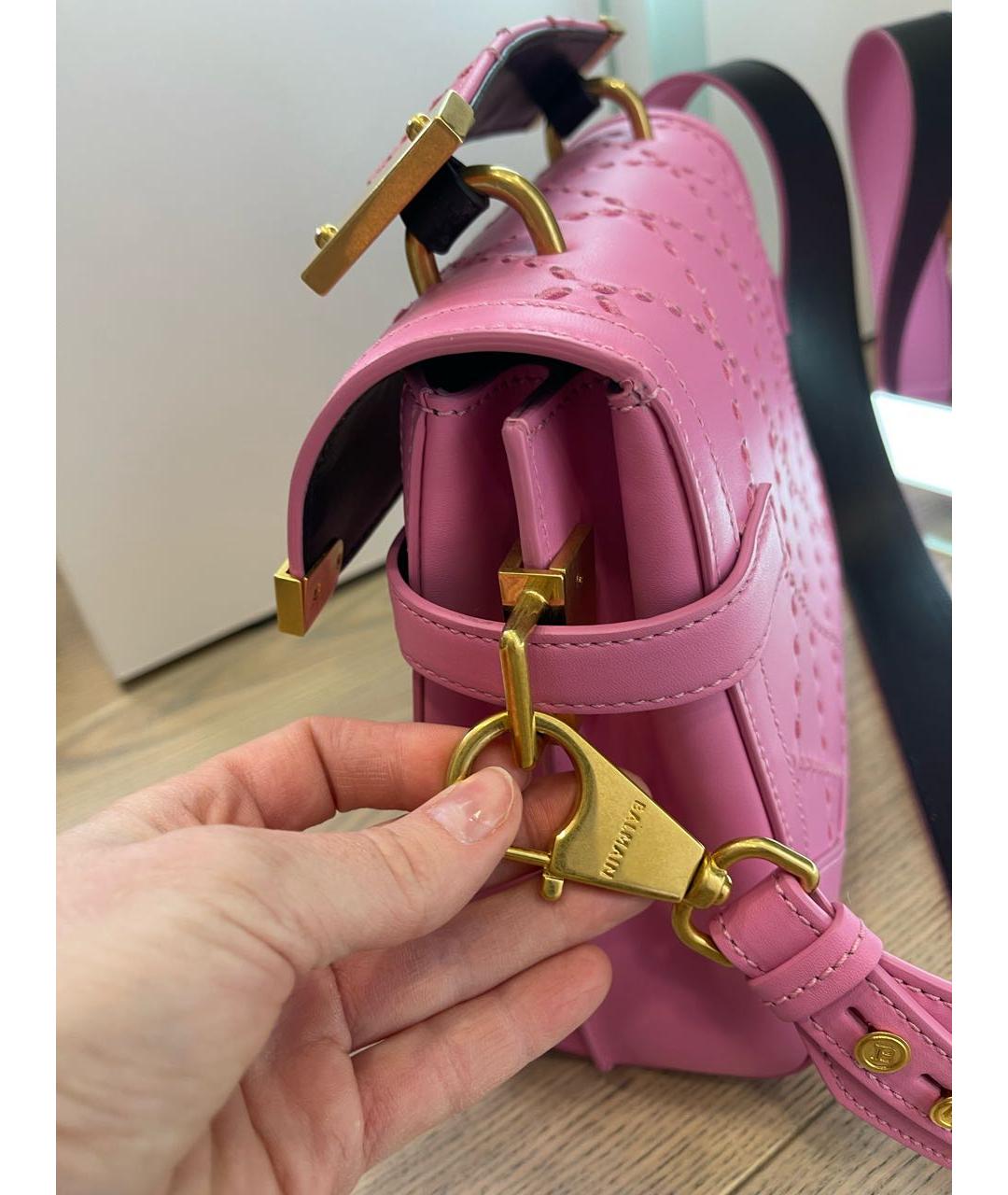 BALMAIN Розовая кожаная сумка с короткими ручками, фото 3