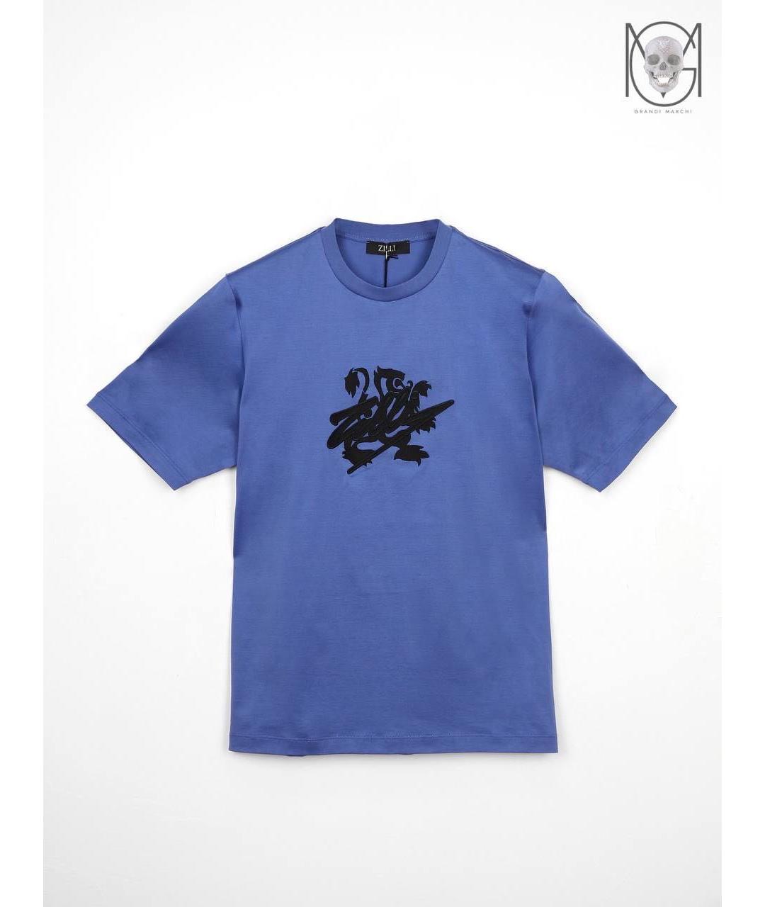 ZILLI Синяя хлопковая футболка, фото 8