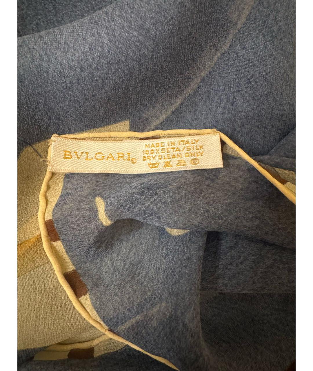 BVLGARI Голубой шелковый платок, фото 3