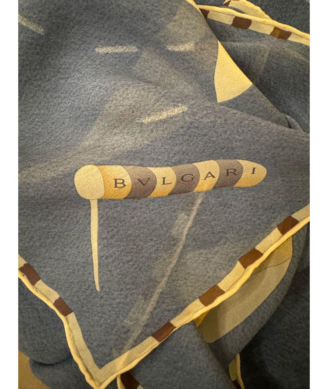 BVLGARI Голубой шелковый платок, фото 4