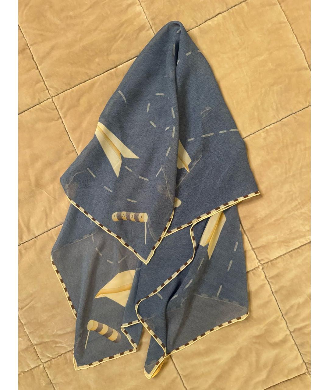 BVLGARI Голубой шелковый платок, фото 5