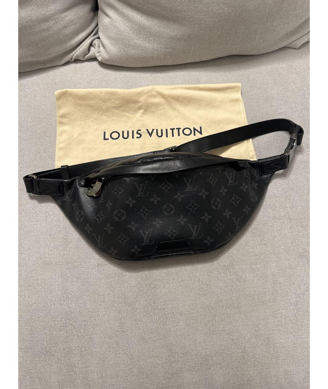 LOUIS VUITTON Черная поясная сумка из канвы, фото 2