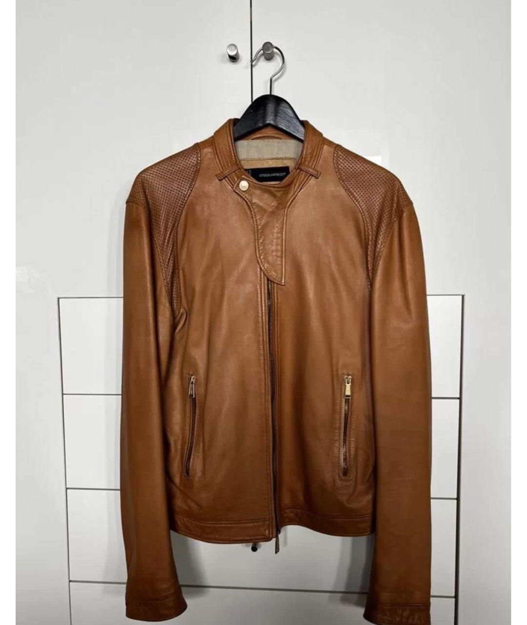 DSQUARED2 Коричневая кожаная куртка, фото 9