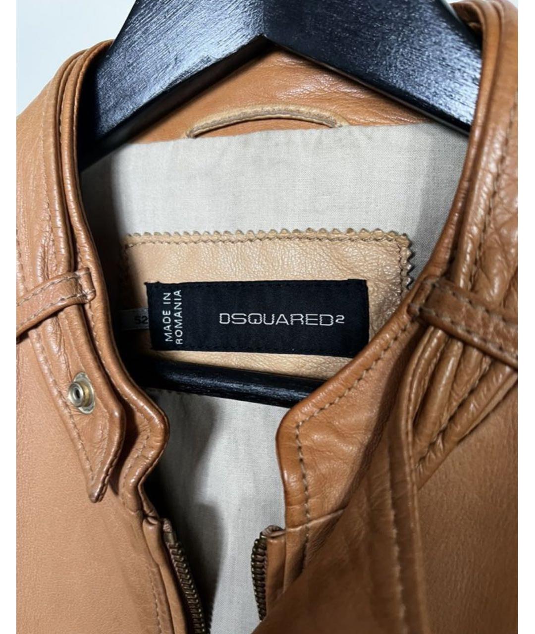 DSQUARED2 Коричневая кожаная куртка, фото 2
