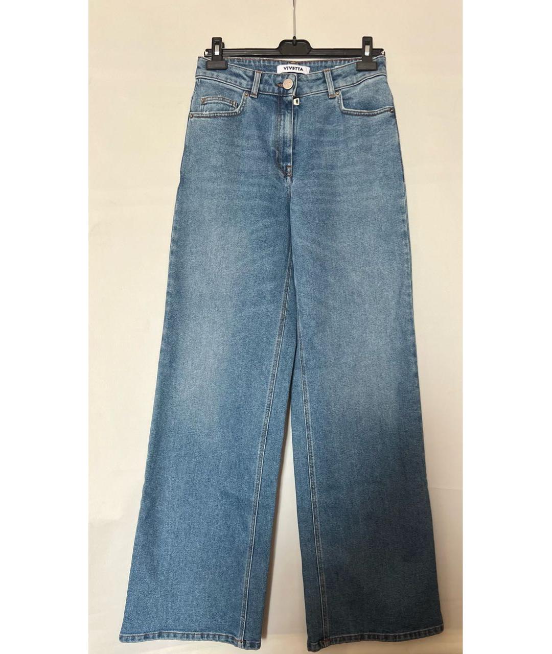 VIVETTA Синие хлопко-эластановые прямые джинсы, фото 6