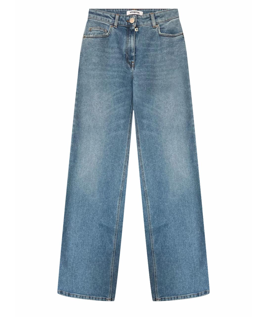 VIVETTA Синие хлопко-эластановые прямые джинсы, фото 1