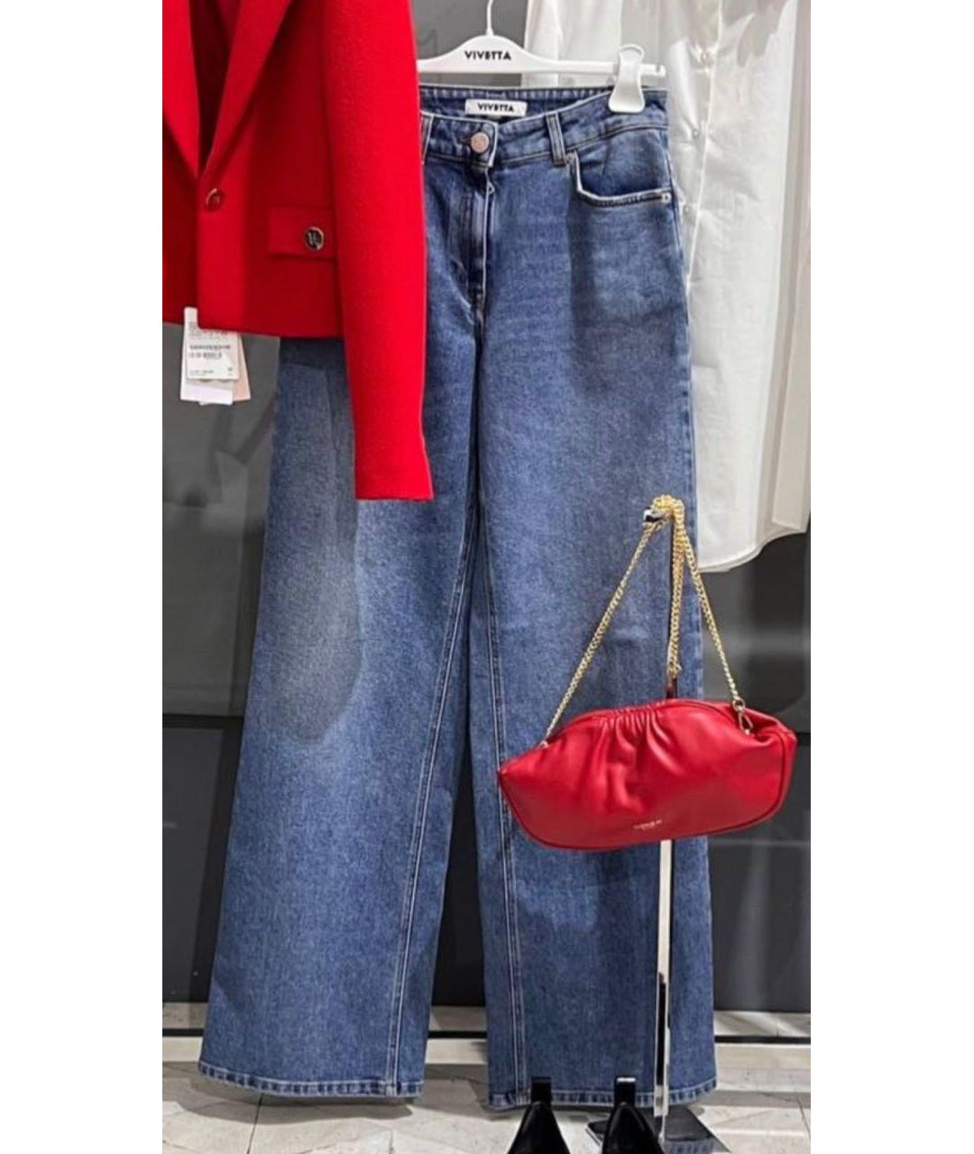 VIVETTA Синие хлопко-эластановые прямые джинсы, фото 5