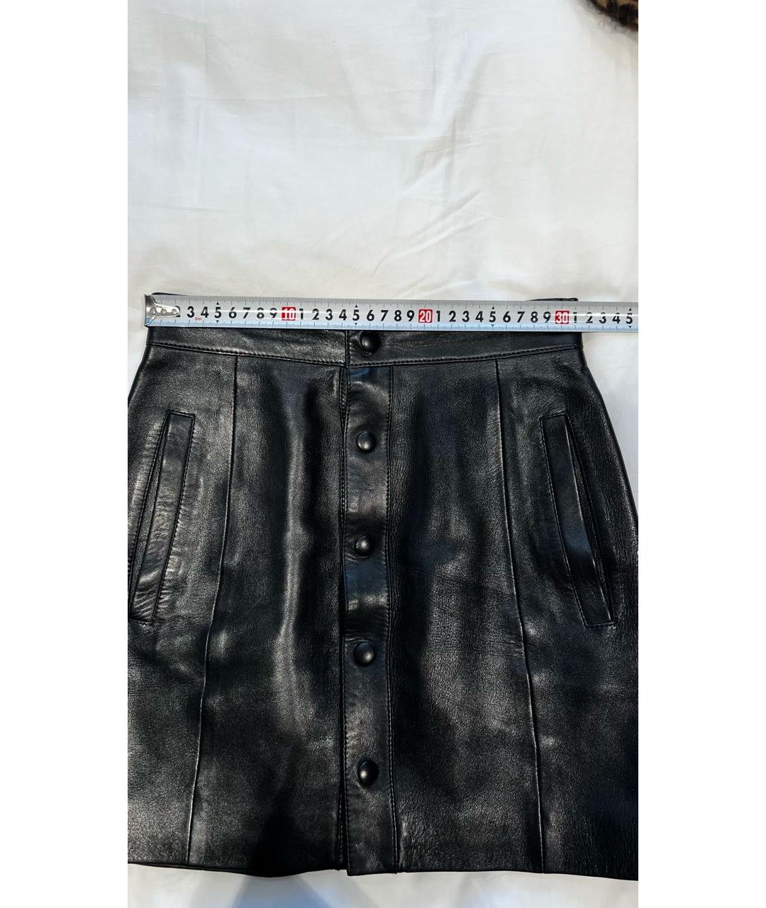 SAINT LAURENT Черная кожаная юбка мини, фото 6