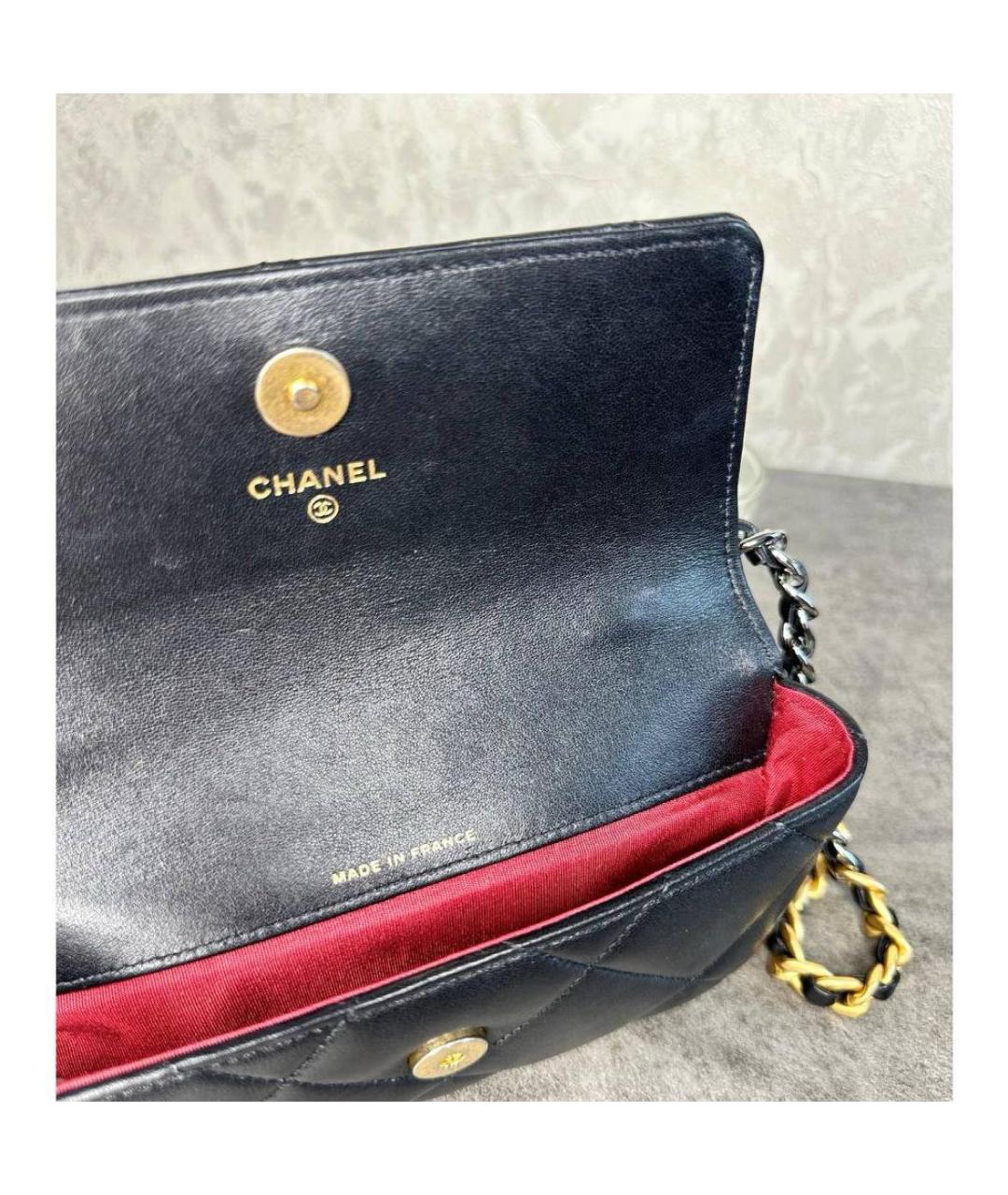 CHANEL PRE-OWNED Черная кожаная сумка через плечо, фото 3