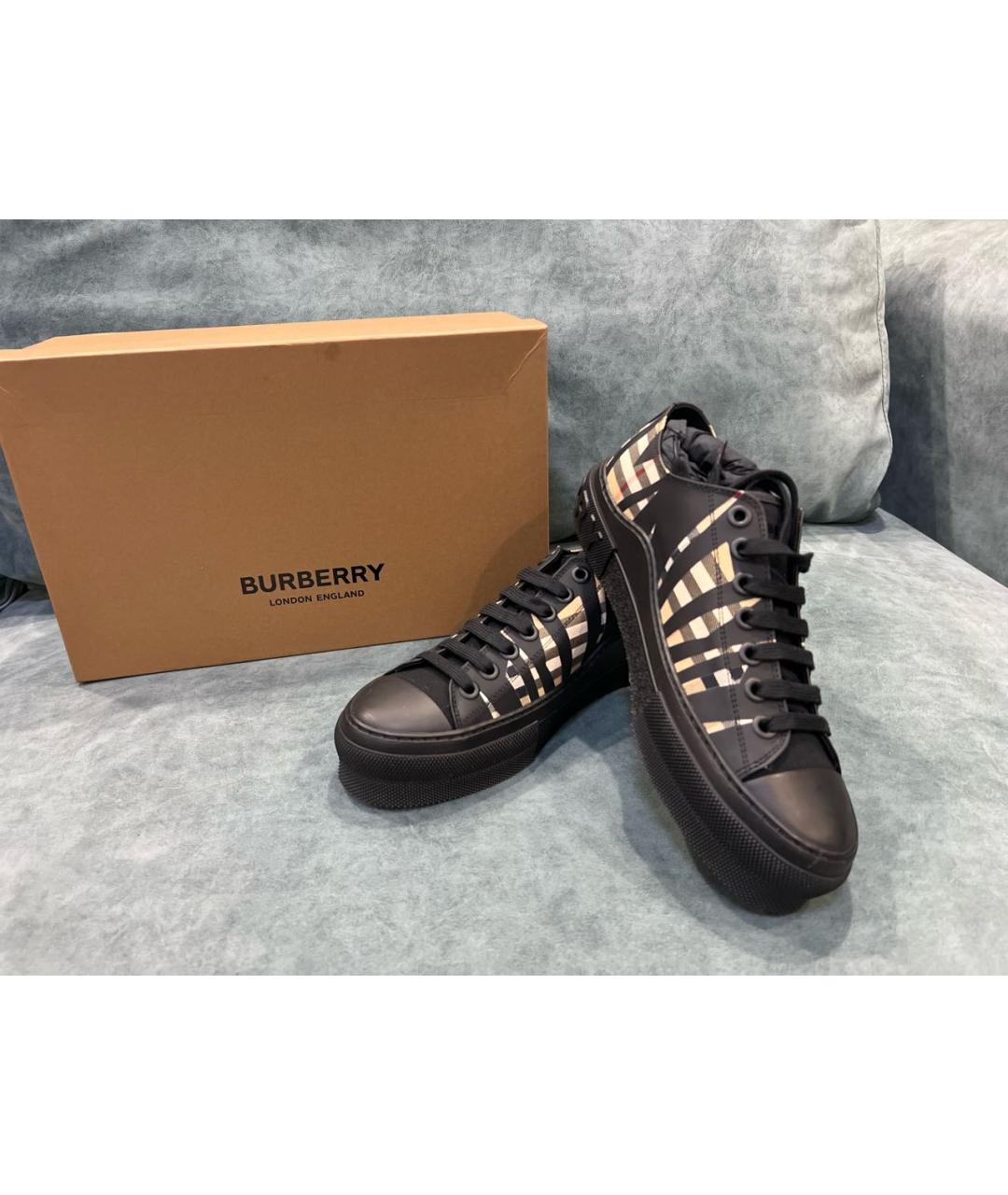 BURBERRY Черные низкие кроссовки / кеды, фото 5