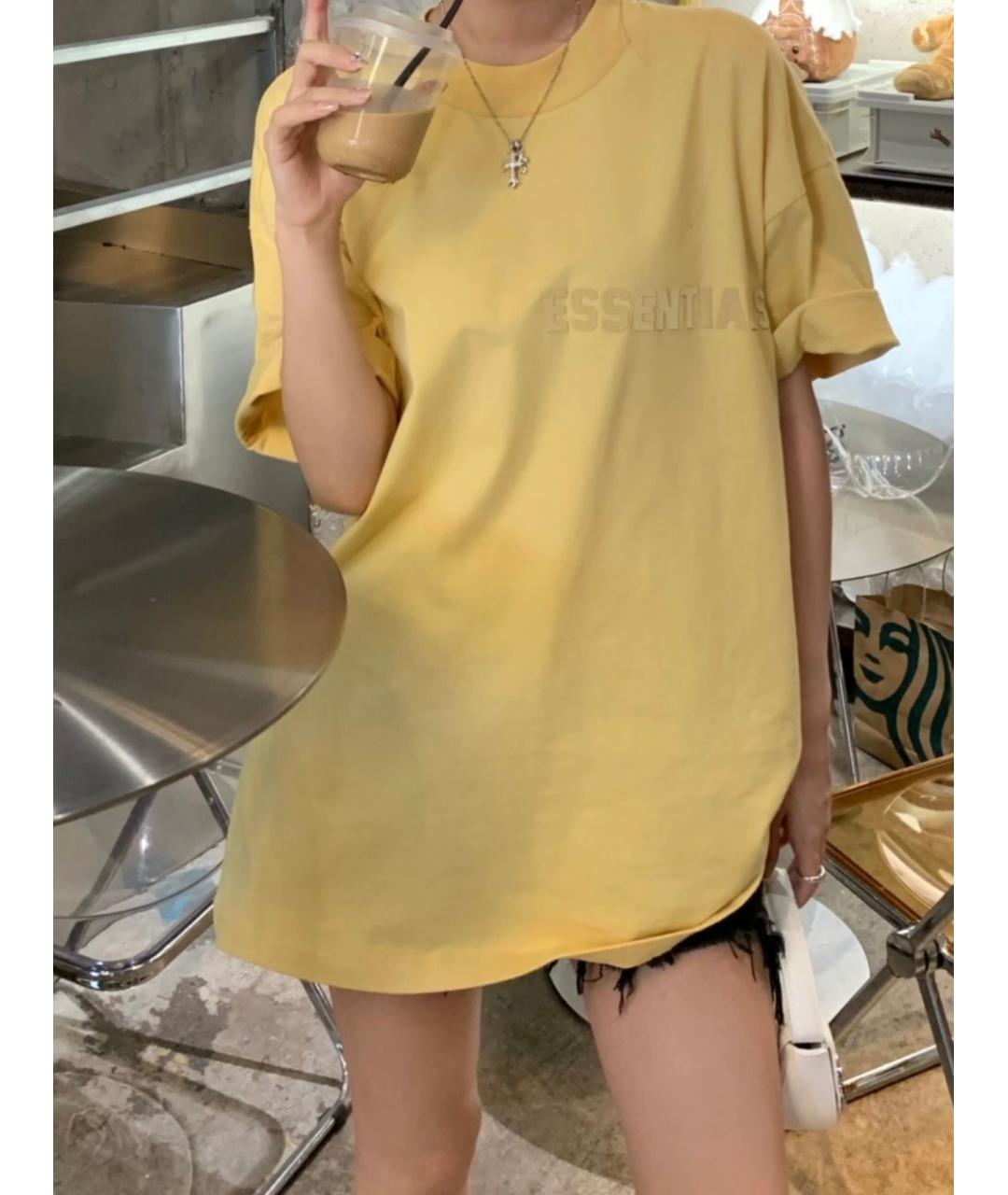 FEAR OF GOD ESSENTIALS Желтая хлопковая футболка, фото 3