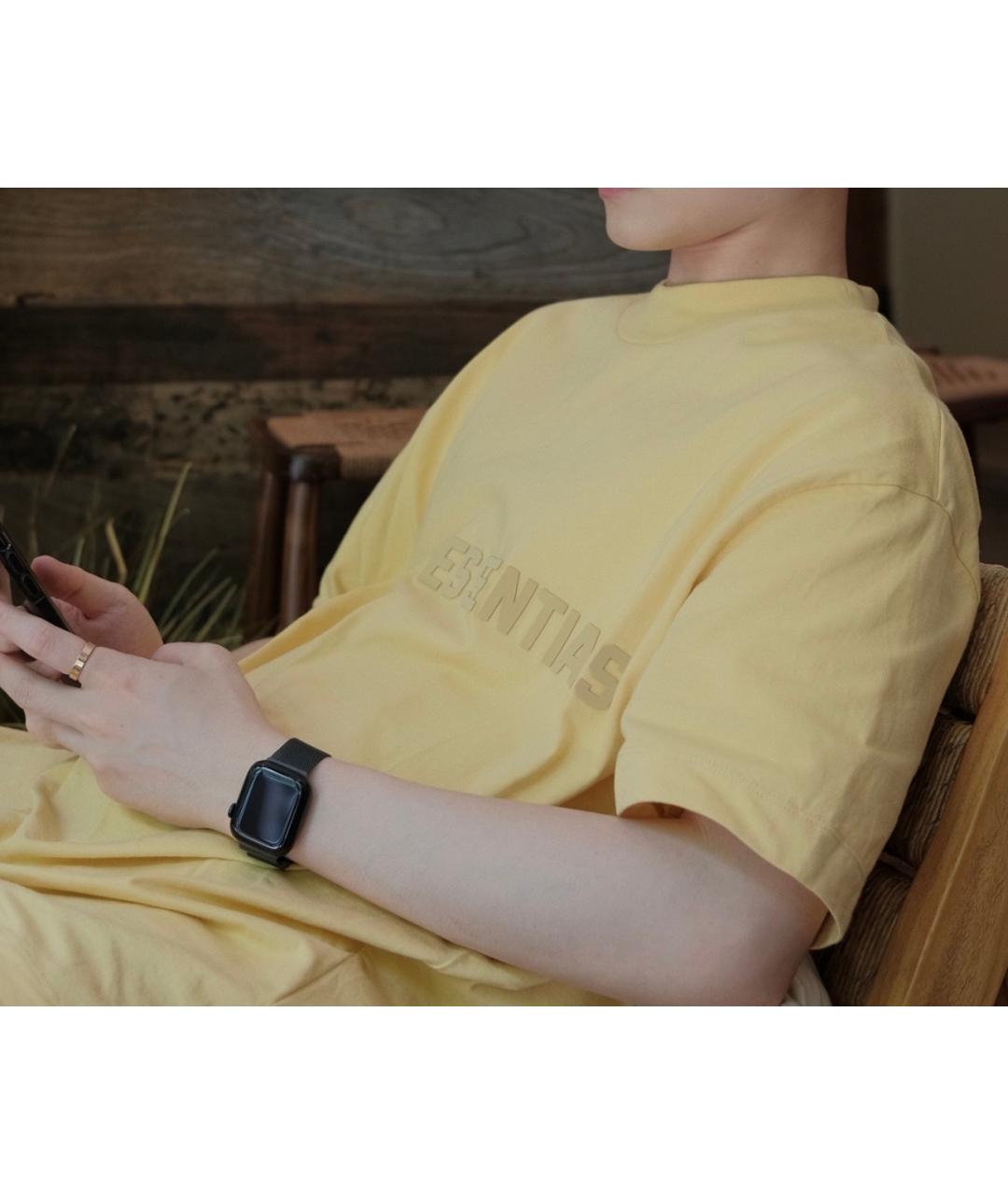 FEAR OF GOD ESSENTIALS Желтая хлопковая футболка, фото 4