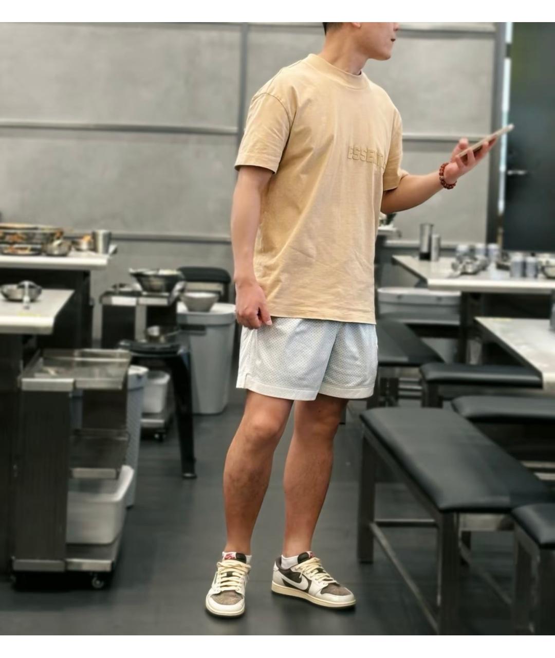 FEAR OF GOD ESSENTIALS Бежевая хлопковая футболка, фото 5