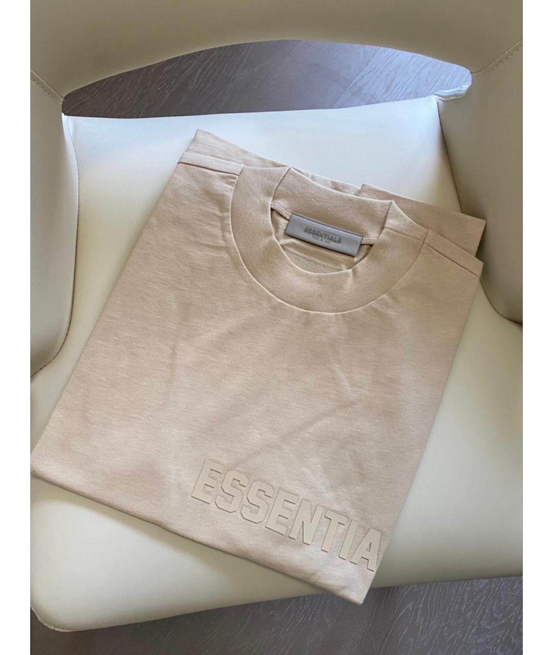 FEAR OF GOD ESSENTIALS Бежевая хлопковая футболка, фото 3