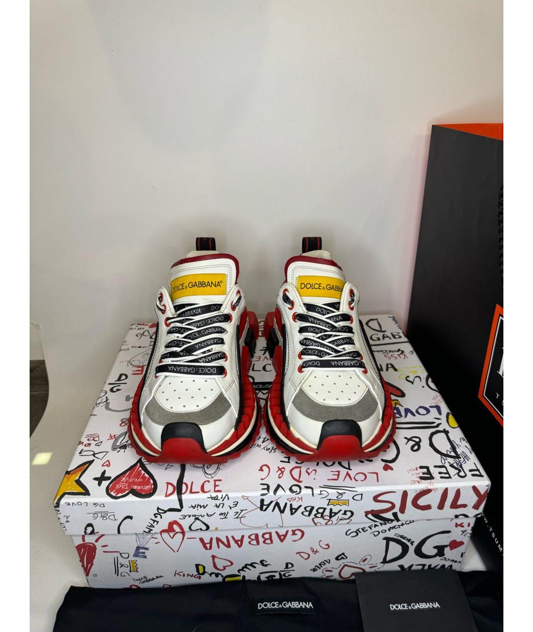 DOLCE&GABBANA Белые кожаные кроссовки, фото 2