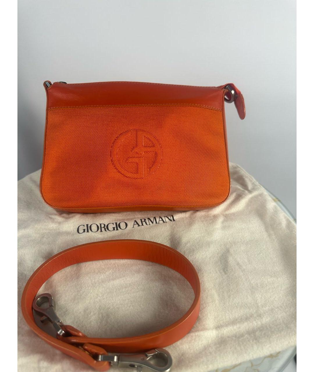 GIORGIO ARMANI Оранжевая тканевая сумка через плечо, фото 8