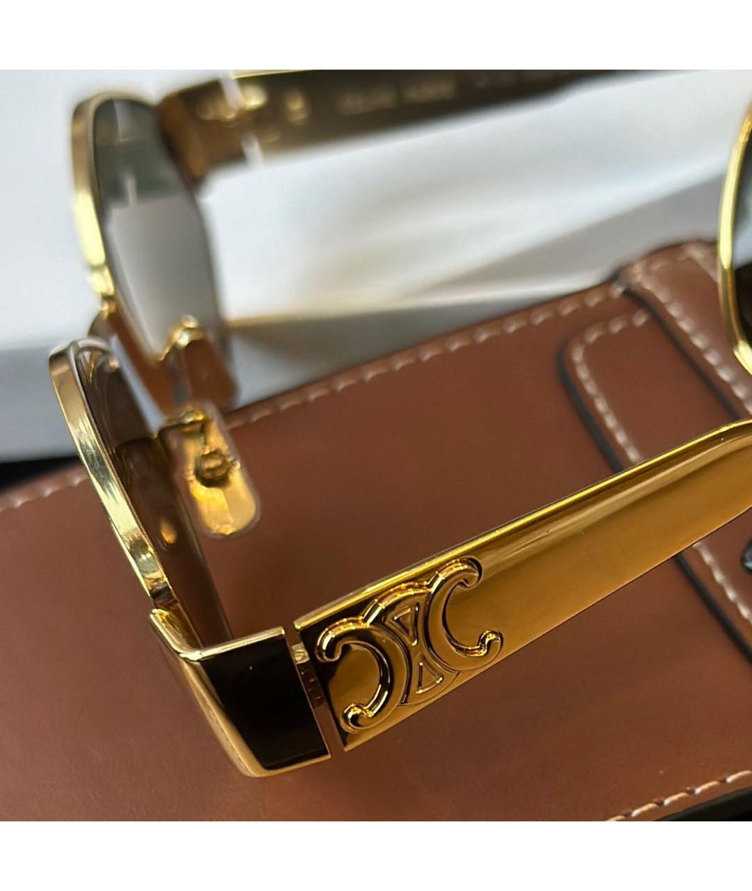 CELINE Золотые металлические солнцезащитные очки, фото 3