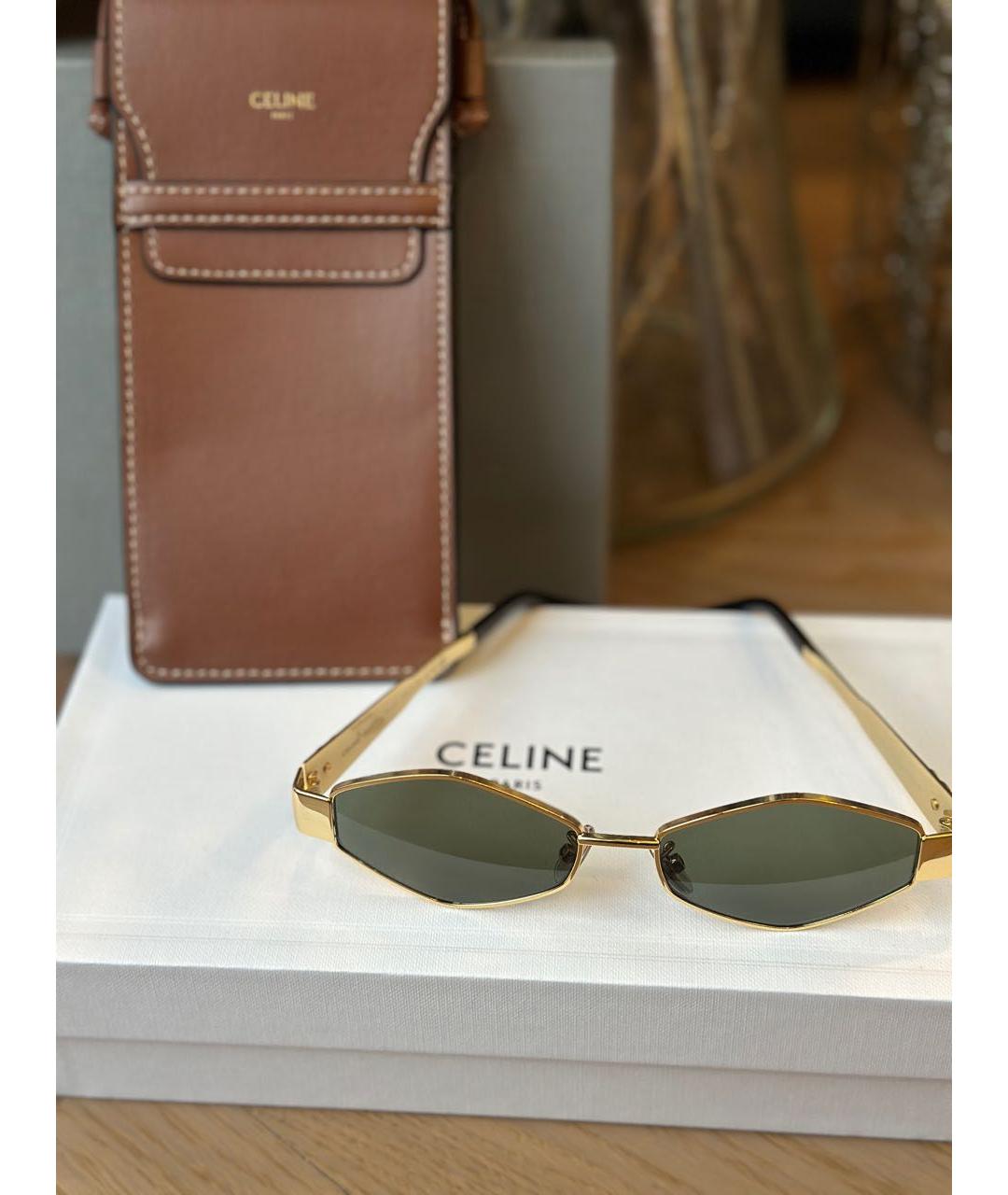 CELINE Золотые металлические солнцезащитные очки, фото 4