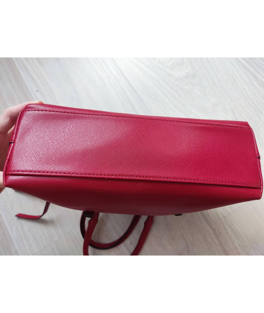 COCCINELLE Красная кожаная сумка с короткими ручками, фото 4
