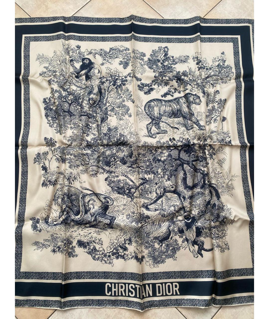 CHRISTIAN DIOR PRE-OWNED Бежевый шелковый платок, фото 6