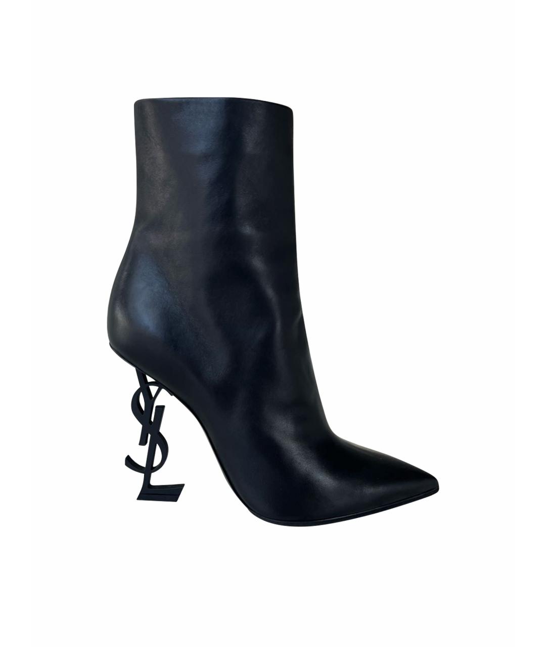 SAINT LAURENT Черные кожаные ботильоны, фото 1