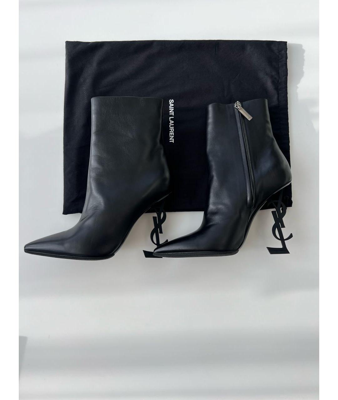 SAINT LAURENT Черные кожаные ботильоны, фото 5
