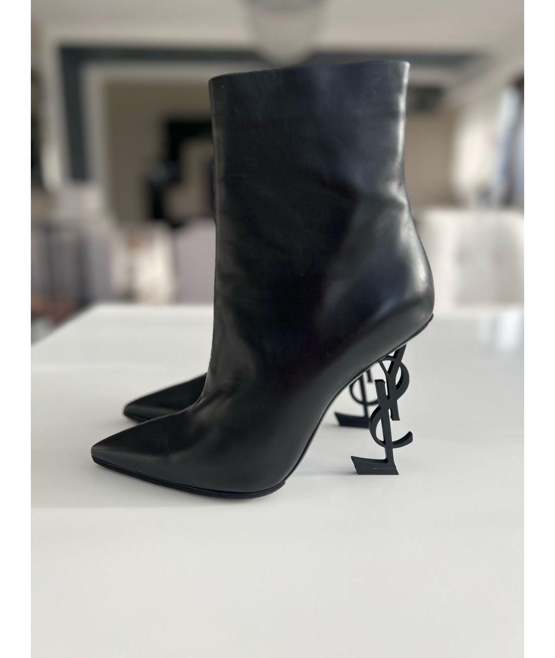 SAINT LAURENT Черные кожаные ботильоны, фото 4