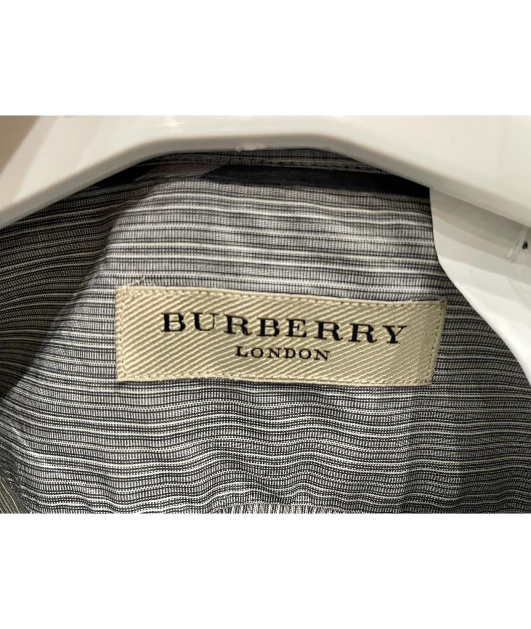 BURBERRY Серая хлопковая классическая рубашка, фото 5