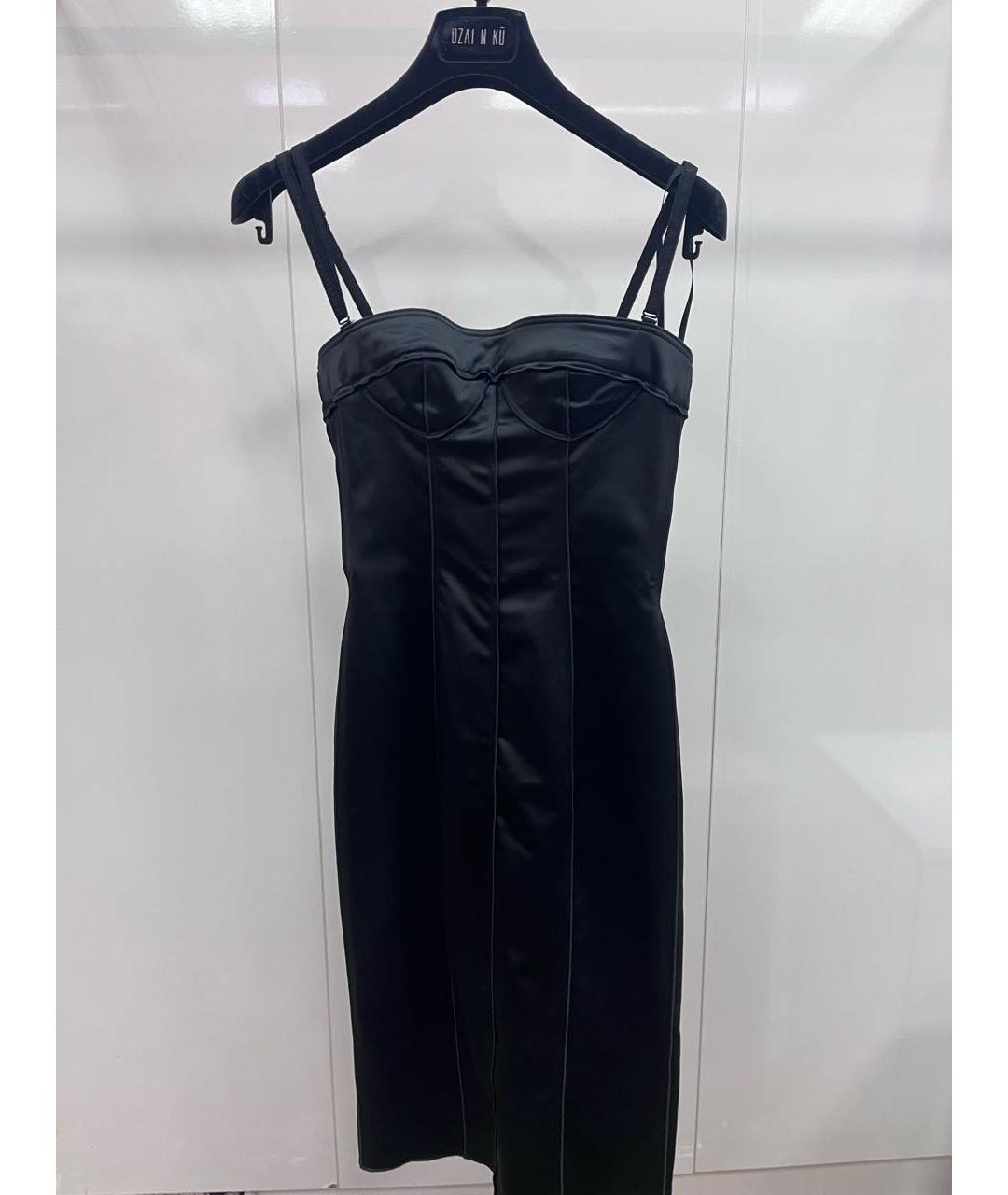 DOLCE&GABBANA Черное атласное коктейльное платье, фото 8
